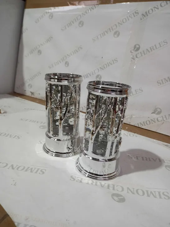 HOME REFLECTIONS SET OF PRELIT SWIRLING GLITTER SCENIC PILLARS - SILVER