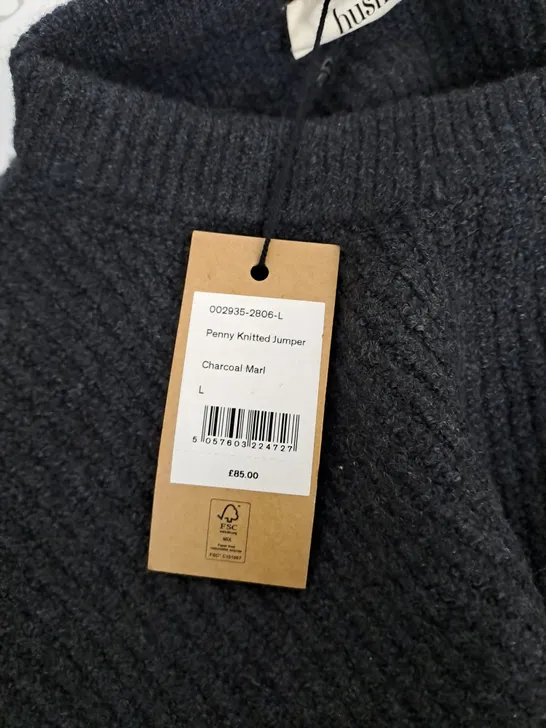 HUSH PENNY KNITTED JUMPER IN CHARCOAL MARL SIZE L