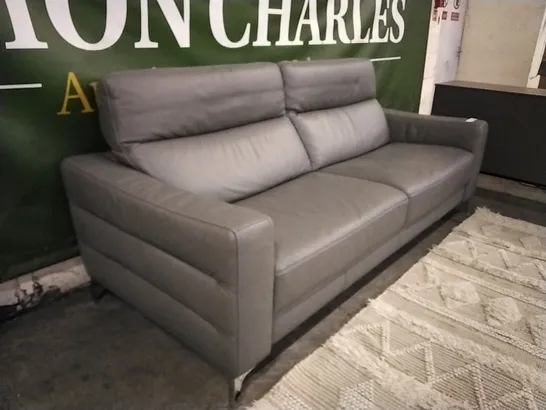 BRAND NEW NATUZZI STIMA GREY ITALIAN LEATHER THREE SEATER SOFA  RRP £3300