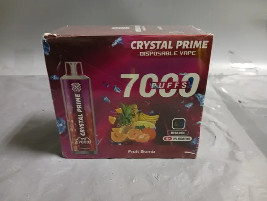 SEALED 10-PACK OF CRYSTAL PRIME 7000 PUFF 15ML DISPOSABLE VAPES - FRUIT BOMB