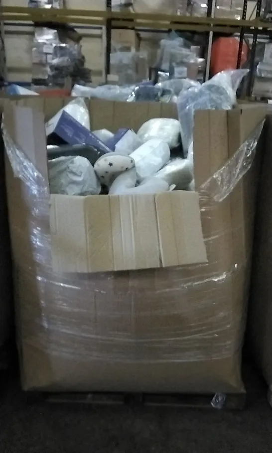 PALLET OF ASSORTED HOUSEHOLD GOODS TO INCLUDE CHERIOZ PILLOW, CERVICAL PILLOW, AND ANIMAL POLISHES ETC.