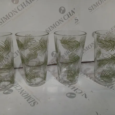 SET OF 4 LEAF DETAILED GLASSES 