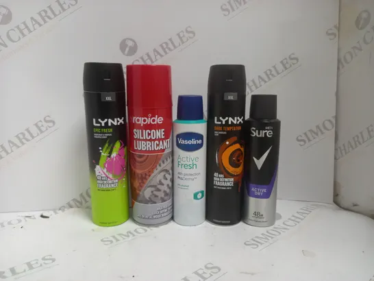 BOX OF APPROX 15 ASSORTED AEROSOLS TO INCLUDE - LYNX EPIC FRESH - MEN SURE ACTIVE DRY - VASELINE ACTIVE FRESH ECT