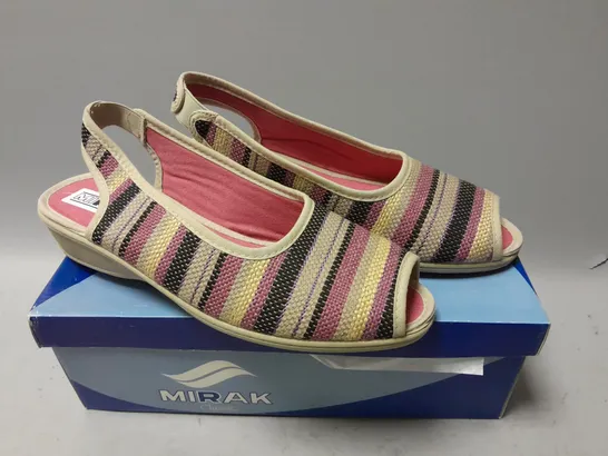 BOXED MIRAK CLASSIC OPEN TOE SLIP ON SANDLES IN RED SIZE 39 