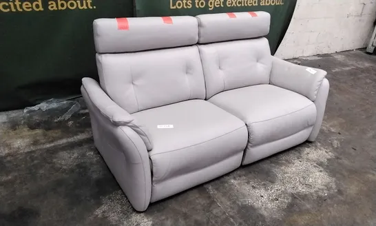 QUALITY ITALIAN DESIGNER PLUTONE POWER RECLINER SOFA IN WHITE GREY LEATHER