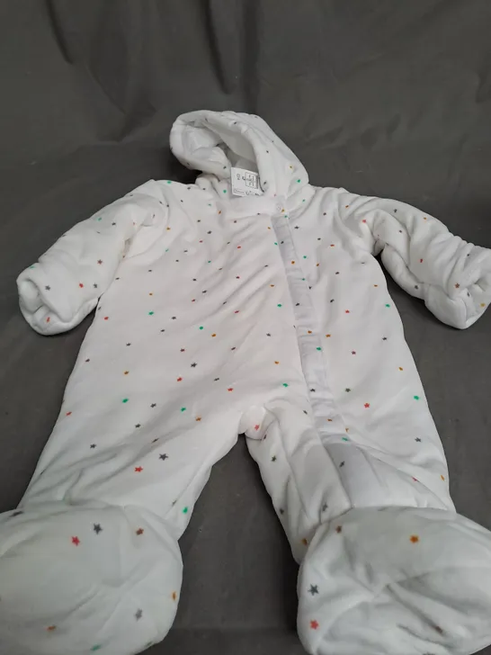 M&S PADDED WHITE ONESI  WITH STARS - 6-9 MONTHS