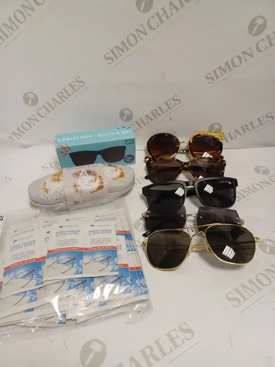 BOX OF APPROXIMATELY 20 ASSORTED VISION CARE ITEMS TO INCLUDE PRESCRIPTION LENS GLASSES, SUNGLASSES, SPECTACLE CASES ETC 