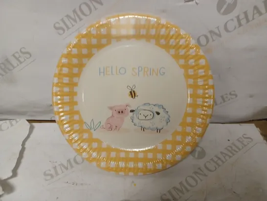 BOX OF 14 PACKETS OF 12 BRAND NEW "HELLO SPRING" PAPER PLATES