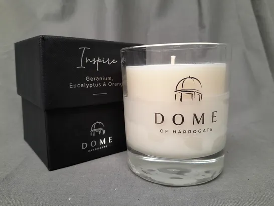 BOXED DOME INSPIRE GERANIUM, EUCALYPTUS & ORANGE SCENTED CANDLE