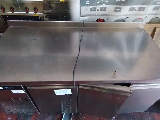 COMMERCIAL STAINLESS KITCHEN PREP COUNTER WITH CABINET STORAGE 