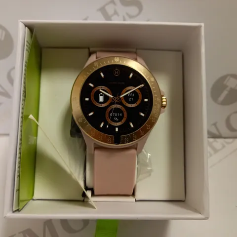 HARRY LIME ROSE GOLD EFFECT WATCH WITH PEACH RUBBER STRAP