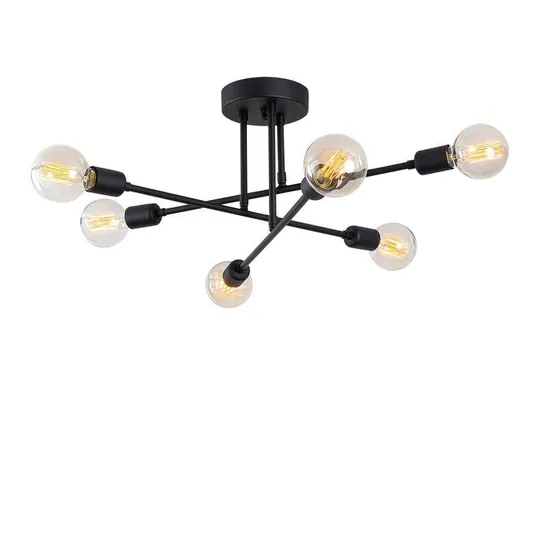 KAI 6-LIGHT 64CM SEMI FLUSH MOUNT FIXTURE - BLACK