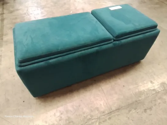 QUALITY BRITISH DESIGNER LOUNGE Co. STORAGE FOOTSTOOL PLUSH TURQUOISE FABRIC 