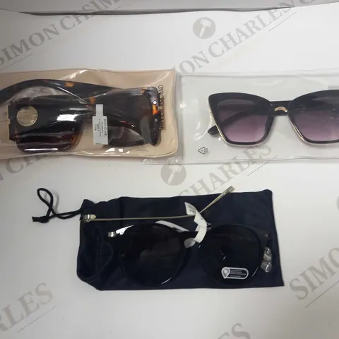 BOX OF APPROX 5 ITEMS TO INCLUDE CHUNKYSQUARE SUNGLASSES, CATEYE STUD SUNGLASSES, ROUND SUNGLASSES