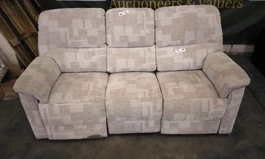 QUALITY BRITISH DESIGNED & MANUFACTURED G PLAN BEIGE PATTERNED 3 SEATER ELECTRIC RECLINING SOFA