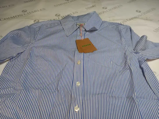 BODEN SIENNA COTTON SHIRT IN FINE BLUE STRIPE - UK 6P