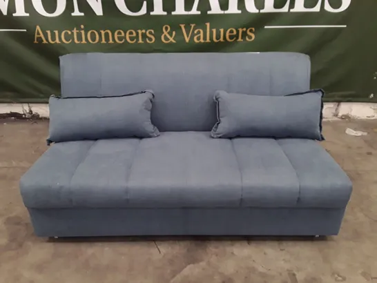 QUALITY DESIGNER APPLEY 2.5 SEAT SOFA BED - BLUE FABRIC