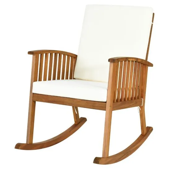 BOXED COSTWAY OUTDOOR ACACIA GARDEN WOOD ROCKING CHAIR