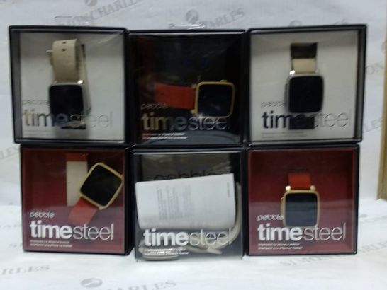 LOT OF APPROXIMATELY 12 PEBBLE TIME STEEL SMARTWATCHES