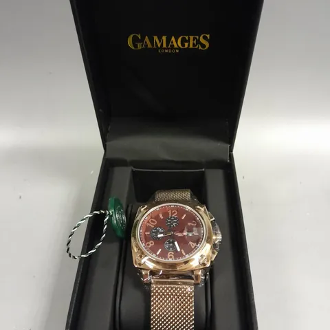 GAMAGES PERCEPTION ROSE RED DIAL WATCH 