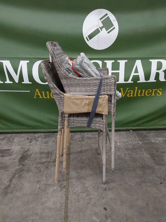 PAIR OF PORTO PATIO BAR STOOLS IN GREY