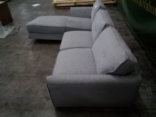 QUALITY DESIGNER HARLOW L-SHAPED CORNER SOFA - LIGHT GREY FABRIC