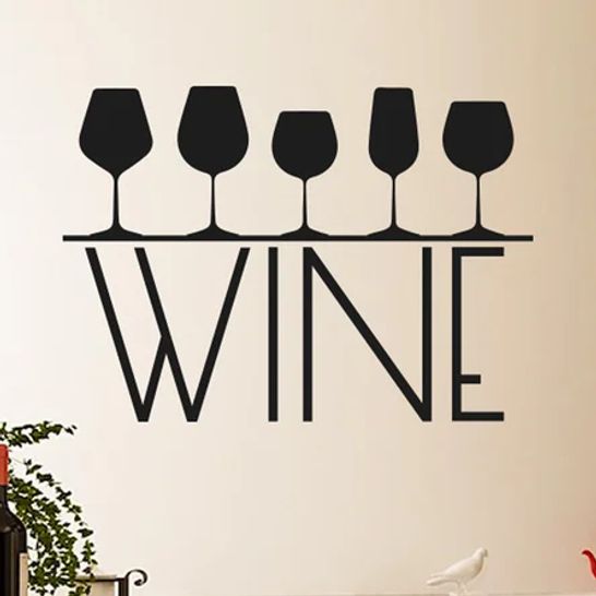 BOXED FIVE DIFFERENT WINE GLASS SIGN WALL STICKER 