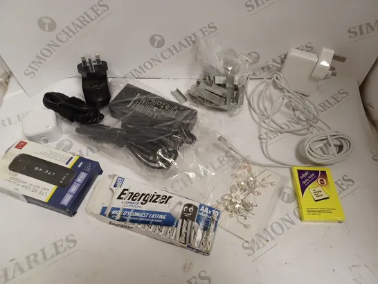 APPROXIMATELY 10 ASSORTED ELECTRICAL ITEMS INCLUDING HAIR PINS, IPHONE CHARGER PLUG