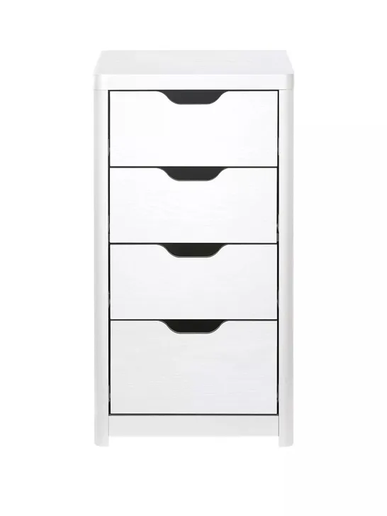 ASPEN SLIM 4 DRAWER CHEST - WHITE OAK EFFECT - COLLETION ONLY RRP £79