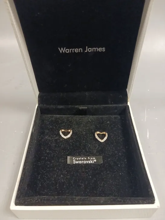 WARREN JAMES SWAROVSKI CRYSTAL HEART EARRINGS 