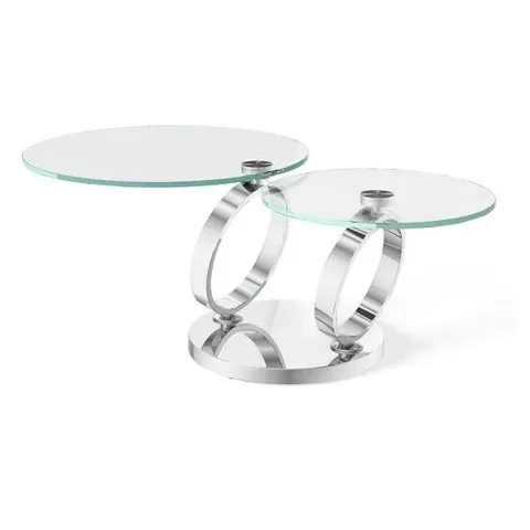 DONATELLA MAGIC RING SWIVEL GLASS COFFEE TABLE WITH STEEL BASE (3 BOXES)