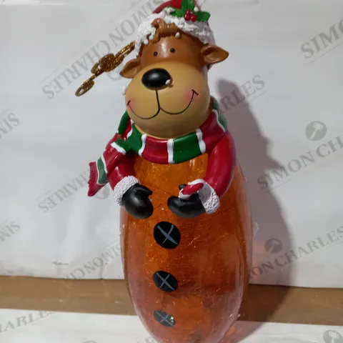 FESTIVE PRE-LIT LARGE GLASS CHRISTMAS CHARACTER - REINDEER