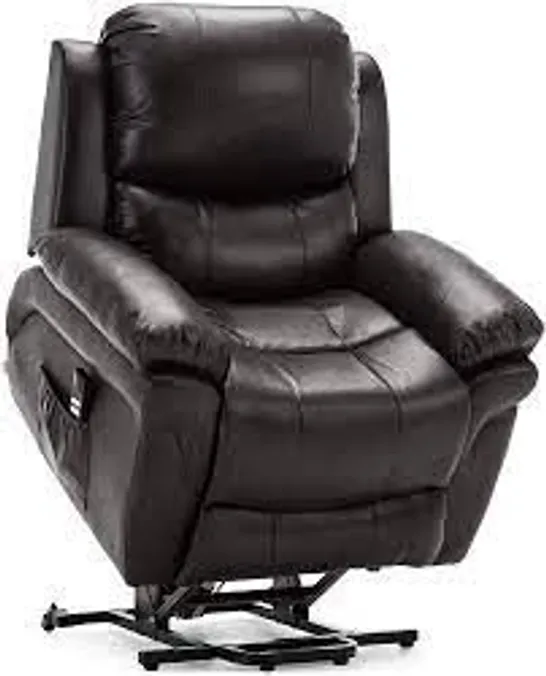 BOXED MADISON DUAL RISE BLACK FAUX LEATHER RECLINING EASY CHAIR (2 BOXES)