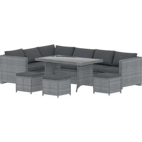 BOXED PRWEITT 9-PERSON GARDEN LOUNGE SET WITH CUSHIONS (4 BOXES)