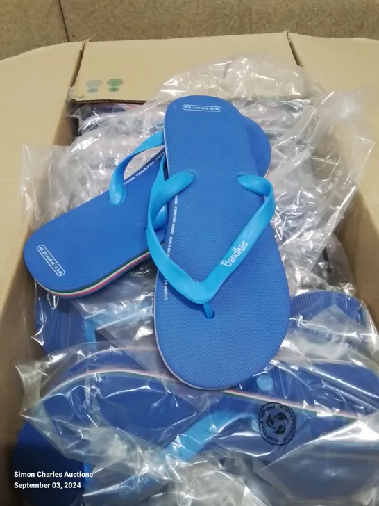 BOX CONTAINING 20 PAIRS OF MEXICO BANDHAS FLIPFLOP/SANDLES SIZE 10