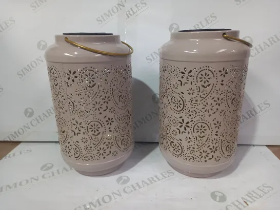 GARDEN REFLECTIONS SET OF 2 PATTERNED SOLAR LANTERNS