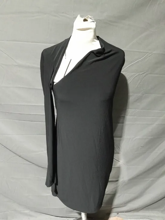 CLUB L BLACK ONE SHOULDER BODYCON DRESS IN BLACK SIZE 14 