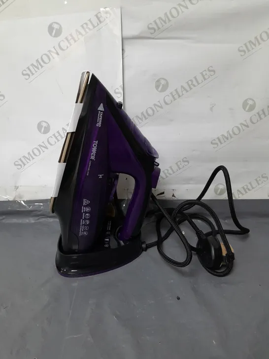 BOXED TOWER 2 IN 1 CERAGLIDE CORD/CORDLESS STEAM IRON 2400 WATT PURPLE