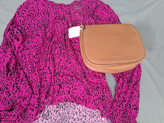 BOX OF APPROXIMATELY 20 ASSORTED HOUSEHOLD ITEMS TO INCLUDE RADLEY LONDON BAG, DANNII MINOGUE TOP, ETC - COLLECTION ONLY