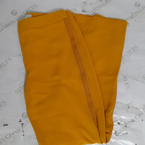 MNG EMBROIDERED DETAIL WOMENS TROUSERS IN MUSTARD SIZE M