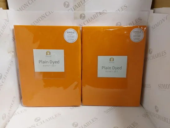 2 X HOME LIVING PLAIN DYED DUVET SETS - SINGLE 