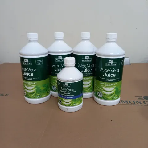 LOT OF 5 ALOE PURA ALOE VERA FOOD SUPPLEMENT DRINKS 4 X 1L AND 1 X 500ML