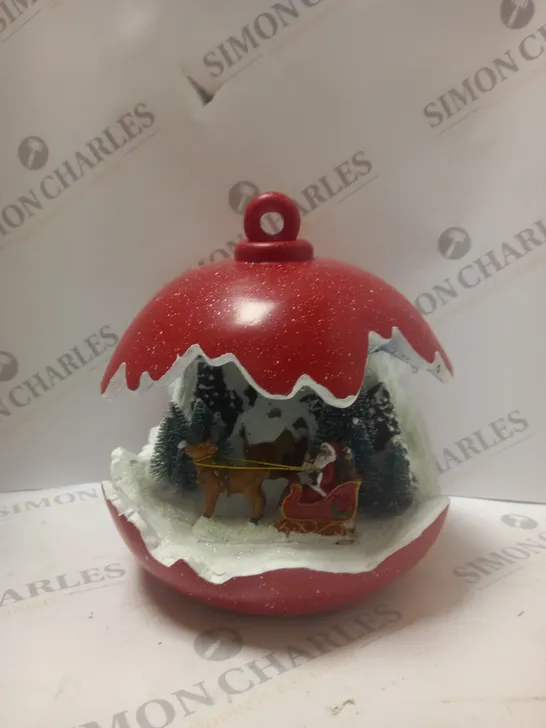 BOXED SANTA EXPRESS PRE-LIT CHRISTMAS SCENE IN RESIN BAUBLE