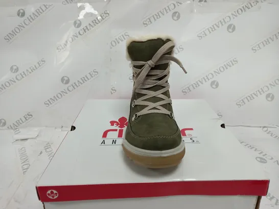 BOXED PAIR OF RIEKER ANTISTRESS HIKING BOOTS, KHAKI - SIZE 6