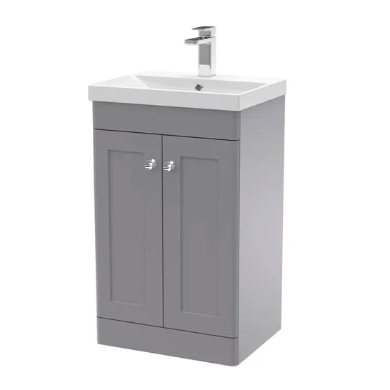 BOXED CLASSIQUE 510MM SINGLE BATHROOM VANITY BASE (BASE ONLY) - SATIN GREY (1 BOX)