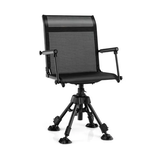 BOXED COSTWAY 360° SWIVEL HUNTING CHAIR WITH 4 ADJUSTABLE LEGS - BLACK