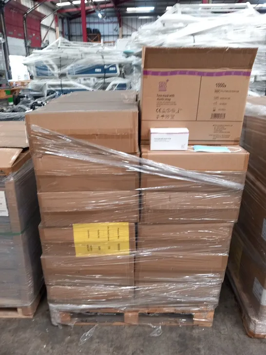 PALLET OF APPROXIMATELY 36000 GEN MED ENTERPRISES FACE MASKS WITH ELASTIC STRAPS