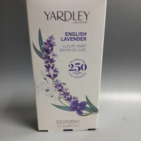 BOXED YARDLEY LONDON ENGLISH LAVENDER LUXURY SOAP 3 X 100G BARS
