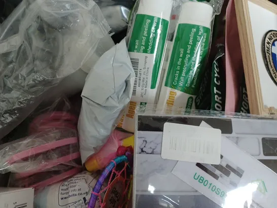 BOX OF APPROXIMATELY 15 ASSORTED ITEMS TO INCLUDE - FAIRY PLATINUM PLUS - GLUE STICK - WHITE TACK ETC