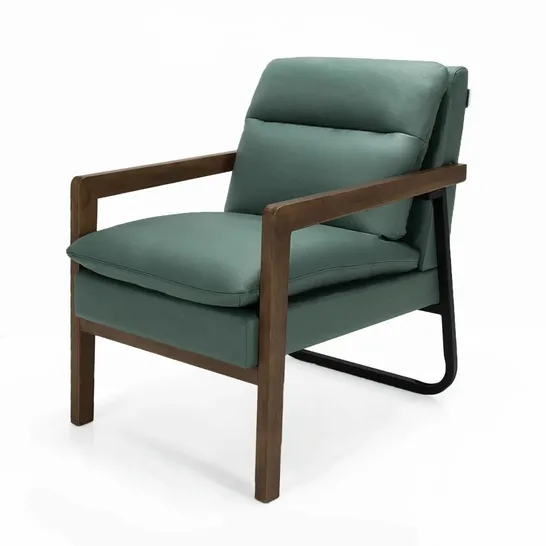 BOXED COSTWAY MODERN ACCENT ARMCHAIR LOUNGE CHAIR W/ RUBBER WOOD LEGS & STEEL BRACKET - GREEN